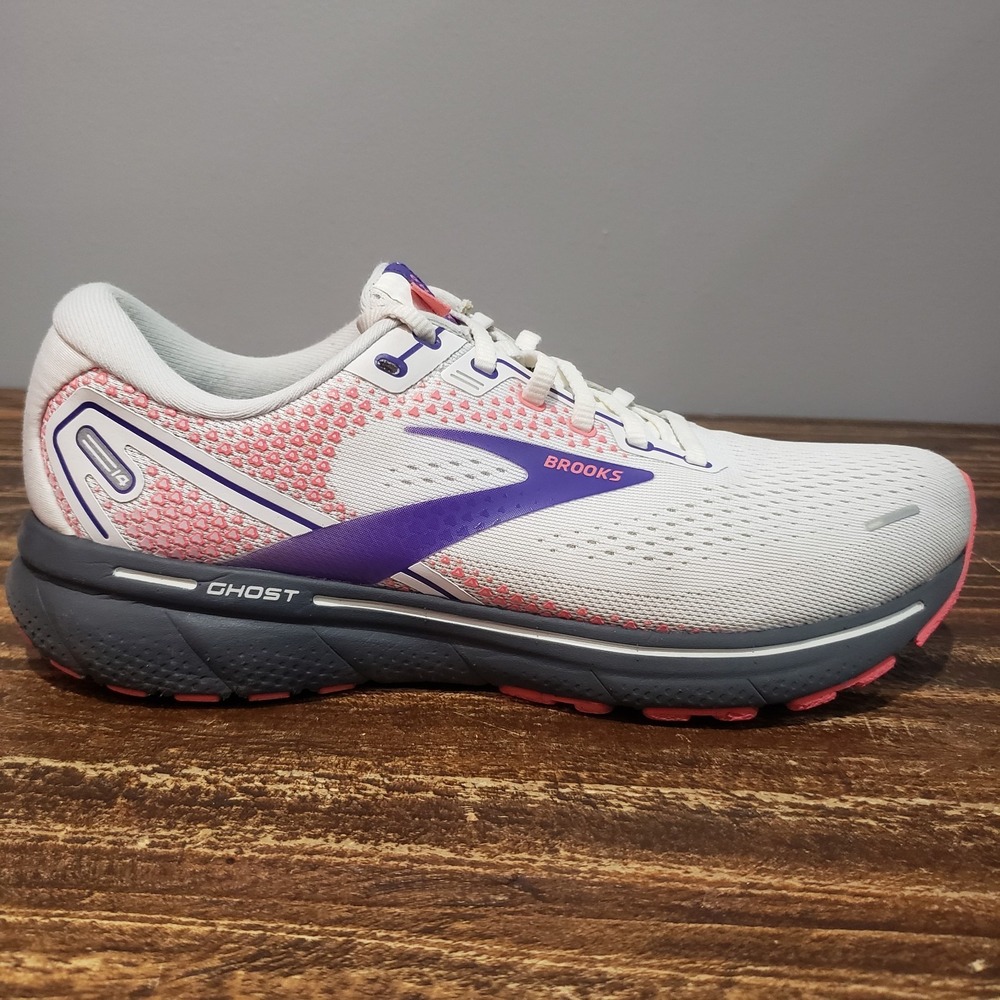 Brooks Ghost 14 Womens Size 9.5 Running Sneakers White Purple 1203561B192